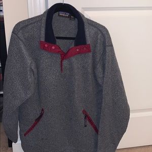 PATAGONIA GREY WOOL FLEECE PULLOVER SWEATSHIRT